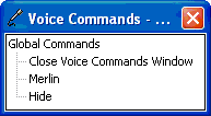 Voice commands dialog box